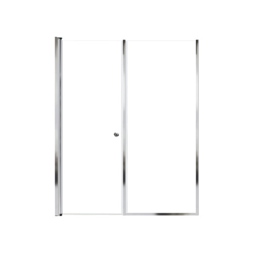 Lyna 56-in x 70-in Pivot Shower Door And Fixed Panel With 1/4-in Clear Glass And Double-Sided Knob Handles, Polished Chrome