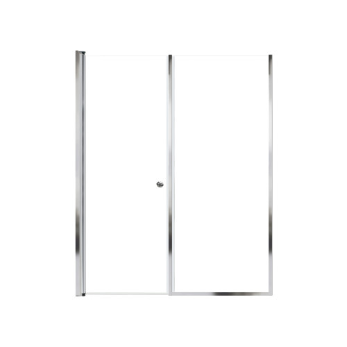 Lyna 55-in x 70-in Pivot Shower Door And Fixed Panel With 1/4-in Clear Glass And Double-Sided Knob Handles, Polished Chrome