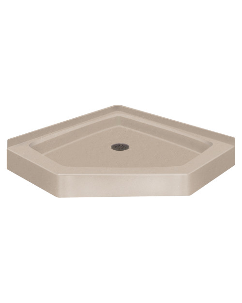 36 x 36 Neo Angle Solid Surface Shower Base with Center Drain in Seaside 36 x 36 Neo Angle Solid Surface Shower Base with Center Drain in Seaside