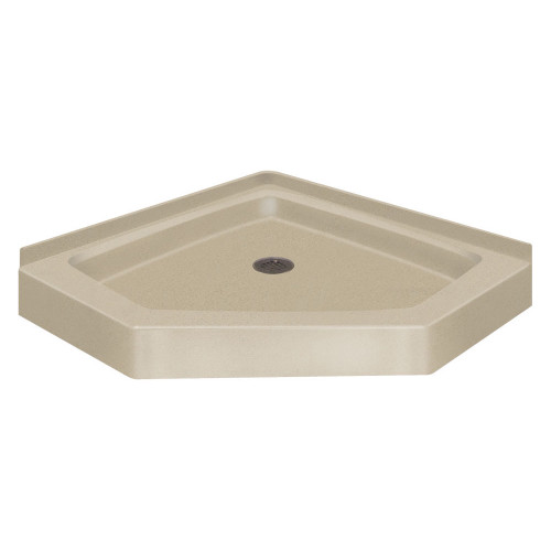 42 x 42 Neo Angle Solid Surface Shower Base with Center Drain in Matrix Sand 42 x 42 Neo Angle Solid Surface Shower Base with Center Drain in Matrix Sand