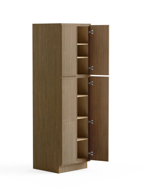 24-in x 24-in x 84-in Ready To Assemble Slim Shaker Four Door Tall Utility Cabinet, Tan Wood