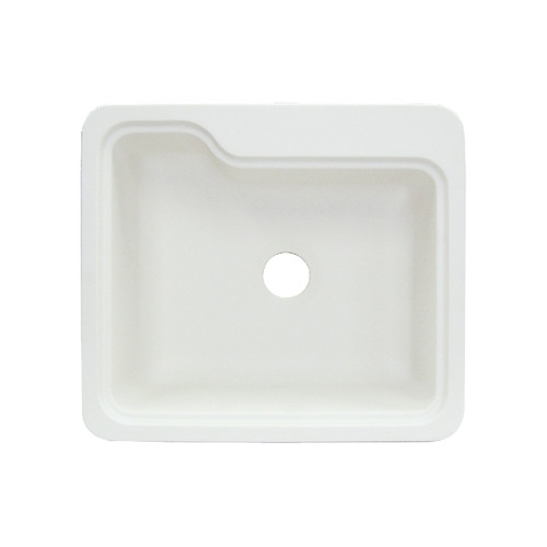 25-in x 22-in Solid Surface Kitchen Sink with Single Bowl, Drop-in Installation, in White