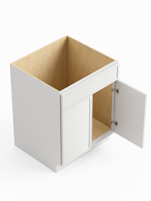 27-in x 24-in x 35-in Ready To Assemble Slim Shaker Double Door Single Drawer Front Sink Base Cabinet, White