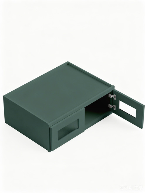 33 in. x 15 in. x 24 in. Ready to Assemble Wall Refrigerator Cabinet with Remington Frame Clear Glass Door, Green