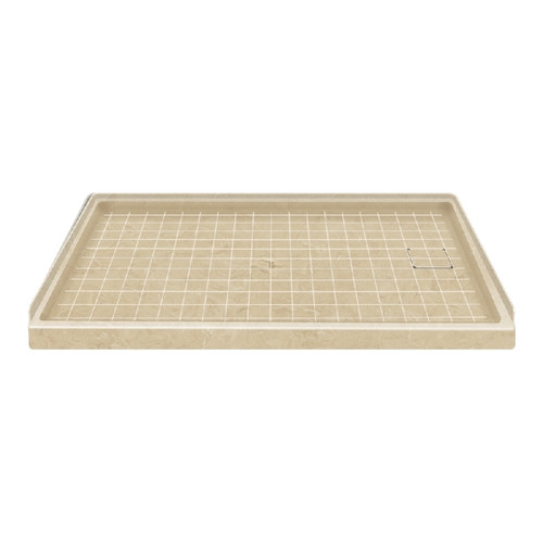 60-in x 30-in Solid Surface Right-Hand Shower Base in Almond Sky