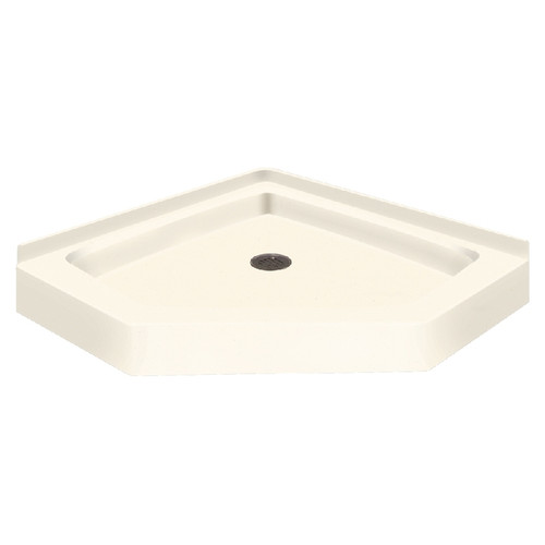 42 x 42 Neo Angle Solid Surface Shower Base with Center Drain in Moonlight