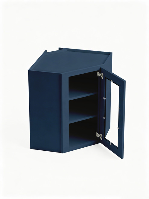 24 in. x 36 in. Ready to Assemble Easy Reach Wall Cabinet with Remington Frame Clear Glass Door, Navy Blue
