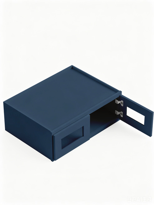 36 in. x 15 in. x 24 in. Ready to Assemble Wall Refrigerator Cabinet with Remington Frame Clear Glass Door, Navy Blue