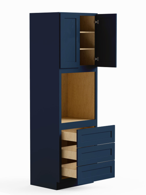 30-in x 24-in x 96-in Ready To Assemble Shaker Tall Oven Cabinet, Navy Blue