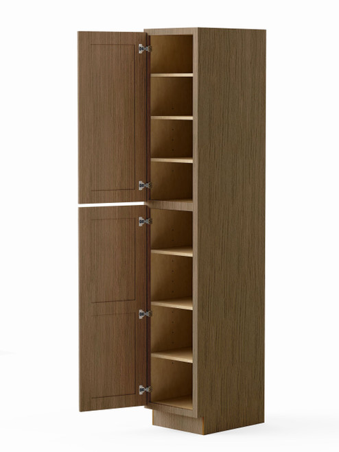 18-in x 24-in x 96-in Ready To Assemble Shaker Two Door Tall Utility Cabinet, Tan Wood