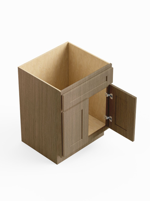 27-in x 24-in x 35-in Ready To Assemble Shaker Double Door Single Drawer Front Sink Base Cabinet, Tan Wood