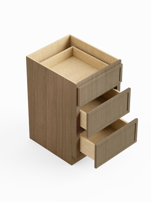 21-in x 24-in x 35-in Ready To Assemble Slim Shaker Three Drawer Base Cabinet, Tan Wood