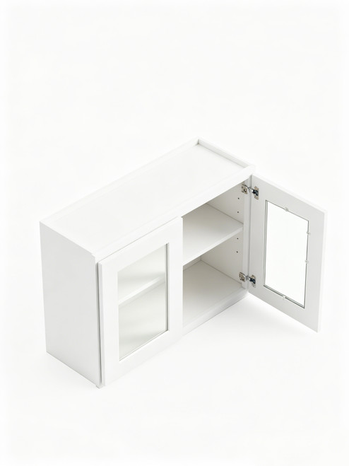 27 in. x 24 in. Ready to Assemble Wall Cabinet with Remington Frame Clear Glass Door, White