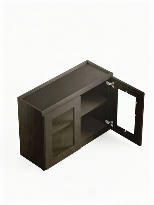24 in. x 24 in. Ready to Assemble Wall Cabinet with Remington Frame Clear Glass Door, Smokey Grey