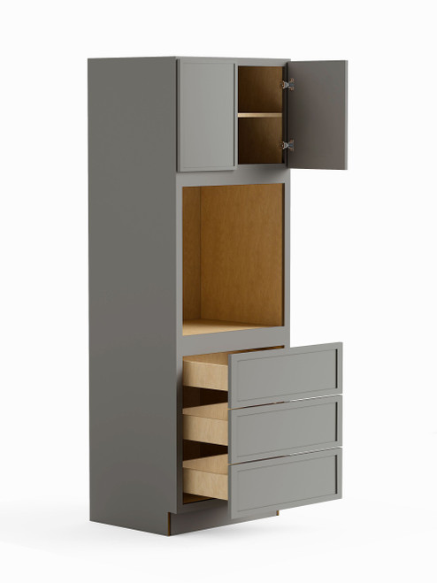 30-in x 24-in x 90-in Ready To Assemble Slim Shaker Tall Oven Cabinet, Light Grey