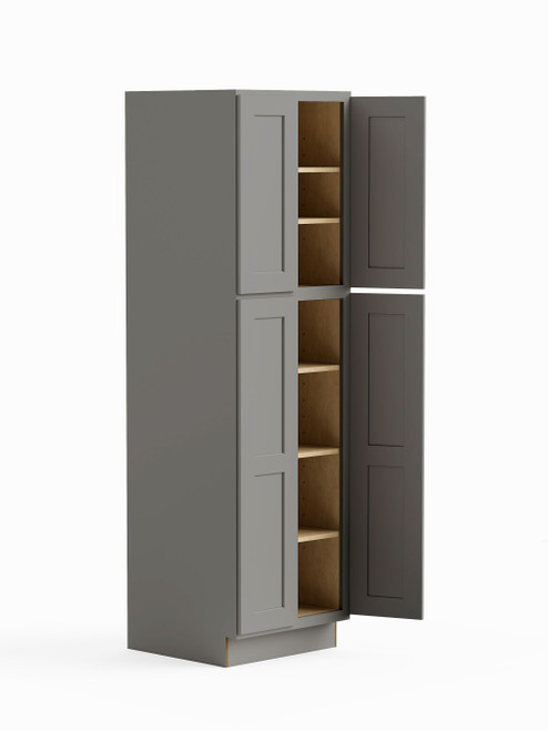 30-in x 24-in x 84-in Ready To Assemble Shaker Four Door Tall Utility Cabinet, Light Grey