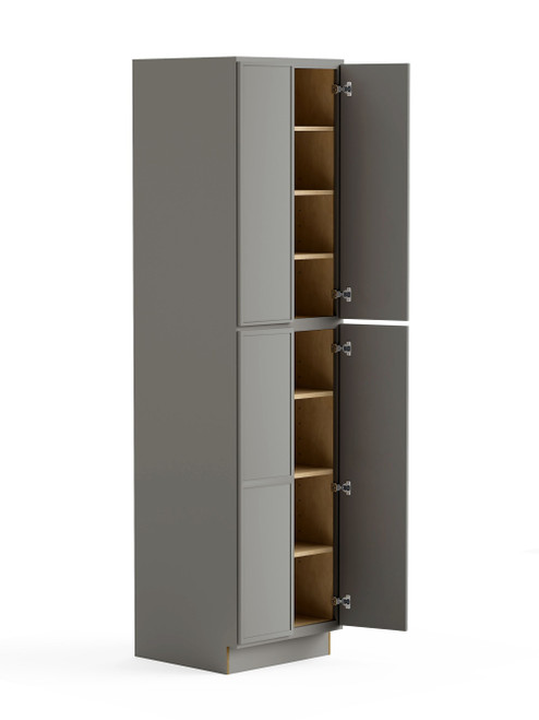 24-in x 24-in x 96-in Ready To Assemble Slim Shaker Four Door Tall Utility Cabinet, Light Grey