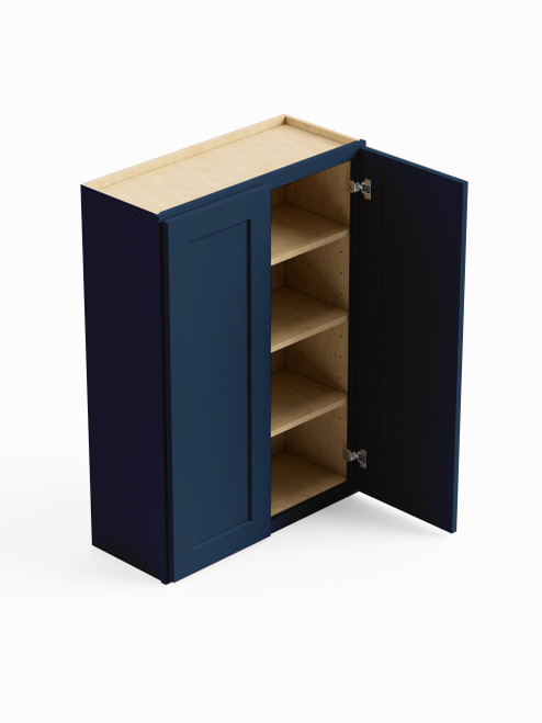 30-in x 12-in x 42-in Ready To Assemble Shaker Double Door Wall Cabinet, Navy Blue