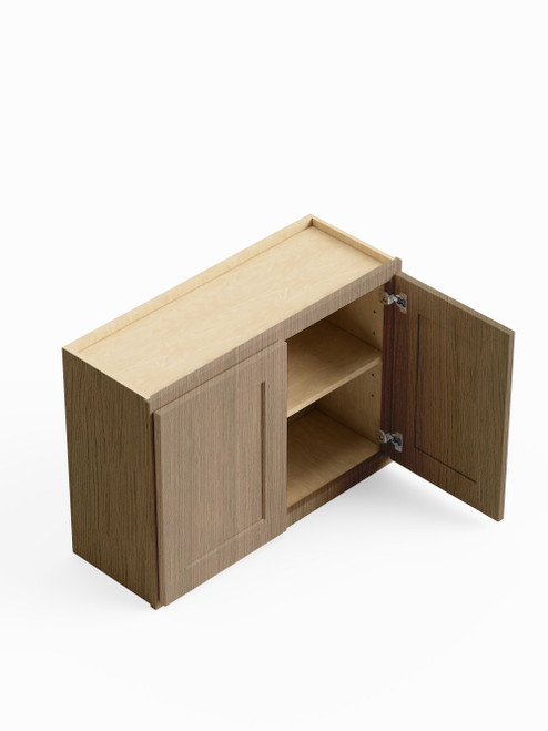 36-in x 12-in x 24-in Ready To Assemble Shaker Wall Cabinet, Tan Wood