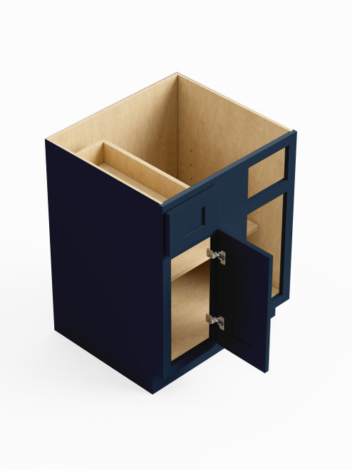 27-in x 24-in x 35-in Ready To Assemble Shaker Blind Base Cabinet, Navy Blue