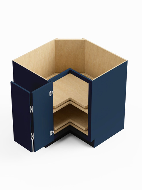 36-in x 36-in x 35-in Ready To Assemble Slim Shaker Lazy Susan Easy Reach Base Cabinet, Navy Blue