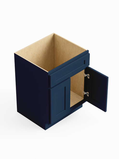 24-in x 24-in x 35-in Ready To Assemble Shaker Double Door Single Drawer Front Sink Base Cabinet, Navy Blue