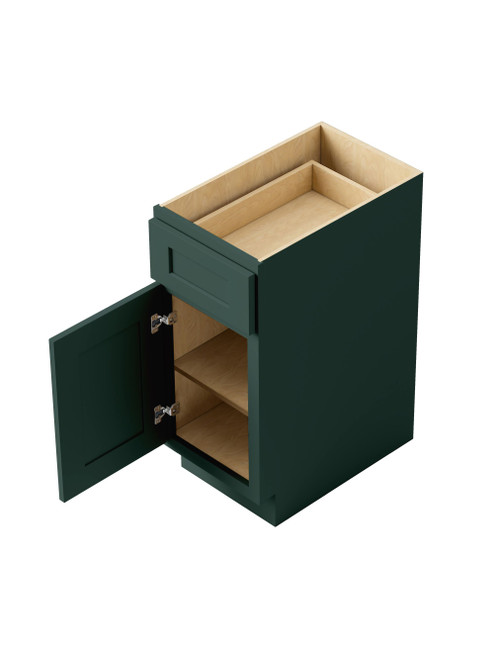 15-in x 24-in x 35-in Ready To Assemble Shaker Single Door Single Drawer Base Cabinet, Green