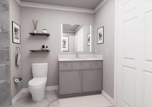 42-in x 21-in x 35-in Ready to Assemble Slim Shaker Vanity Combo Base Cabinet, Light Grey, VSD42-RTA-FR02-LG