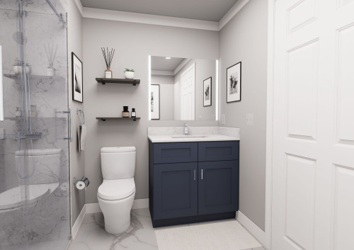 36-in x 21-in x 35-in Ready To Assemble Shaker Double Door Double Drawer Front Vanity Sink Base Cabinet, Navy Blue, VS36-RTA-FR01-NB