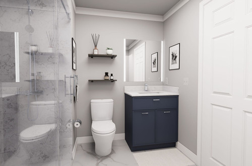30-in x 21-in x 35-in Ready to Assemble Slim Shaker Double Door Single Drawer Front Vanity Sink Base Cabinet, Navy Blue, VS30S-RTA-FR02-NB