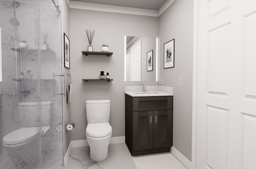 24-in x 21-in x 35-in Ready To Assemble Shaker Double Door Single Drawer Front Vanity Sink Base Cabinet, Smokey Grey, VS24-RTA-FR01-SG