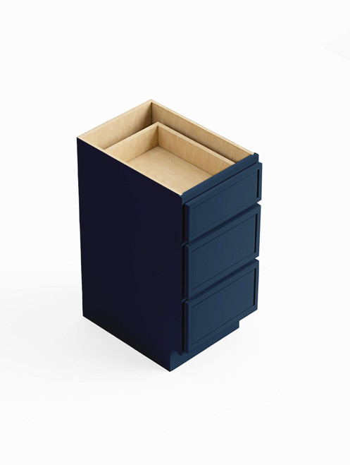 18-in x 21-in x 35-in Ready to Assemble Slim Shaker Vanity Three Drawer Base Cabinet, Navy Blue, 3VDB18-RTA-FR02-NB