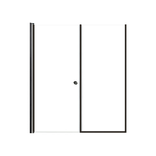 Lyna 59-in x 70-in Pivot Shower Door And Fixed Panel With 1/4-in Clear Glass And Double-Sided Knob Handles, Matte Black