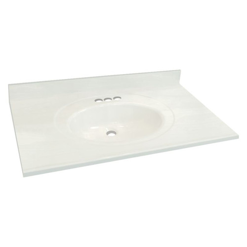 Samson 25-in x 22-in Cultured Marble Single Bowl Vanity Top, White on White (3-Pack)
