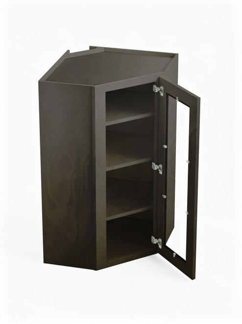 24 in. x 42 in. Ready to Assemble Easy Reach Wall Cabinet with Remington Frame Clear Glass Door, Smokey Grey