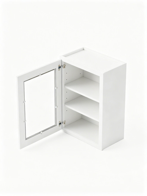 15 in. x 30 in. Ready to Assemble Wall Cabinet with Single Remington Frame Clear Glass Door, White