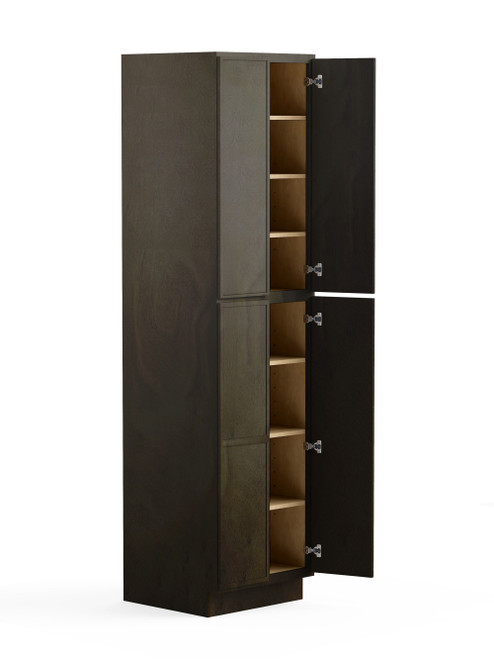 30-in x 24-in x 96-in Ready To Assemble Slim Shaker Four Door Tall Utility Cabinet, Smokey Grey