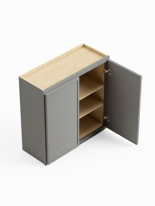 36-in x 12-in x 36-in Ready To Assemble Slim Shaker Double Door Wall Cabinet, Light Grey