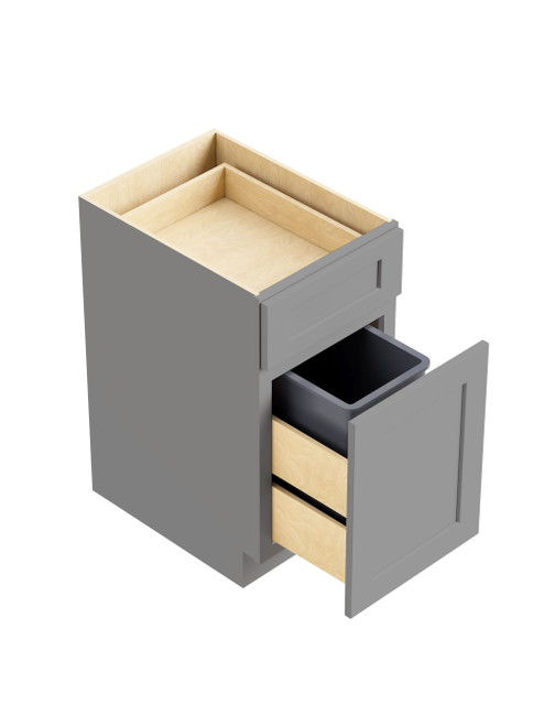 18-in x 24-in x 35-in Ready To Assemble Shaker Single Trash Can Pull-Out Base Cabinet, Light Grey