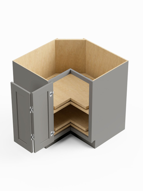 36-in x 36-in x 35-in Ready To Assemble Shaker Lazy Susan Easy Reach Base Cabinet, Light Grey