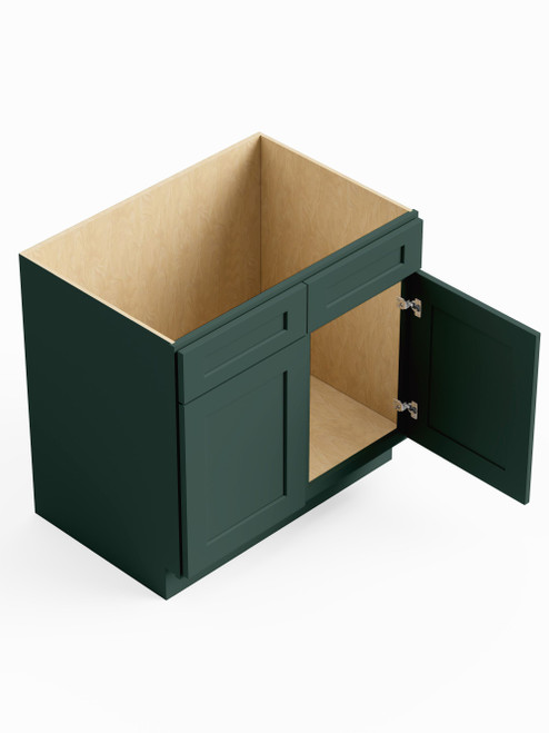 30-in x 24-in x 35-in Ready To Assemble Shaker Double Door Double Drawer Front Sink Base Cabinet, Green