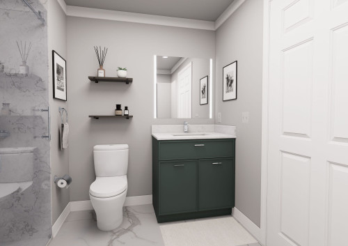 33-in x 21-in x 35-in Ready to Assemble Slim Shaker Double Door Single Drawer Front Vanity Sink Base Cabinet, Green, VS33S-RTA-FR02-GR