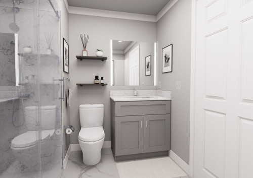 33-in x 21-in x 35-in Ready To Assemble Shaker Double Door Single Drawer Front Vanity Sink Base Cabinet, Light Grey, VS33S-RTA-FR01-LG