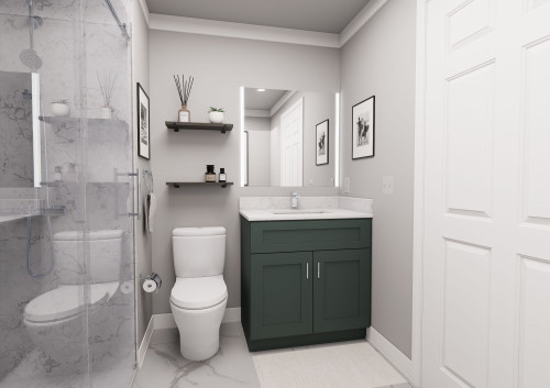 33-in x 21-in x 35-in Ready To Assemble Shaker Double Door Single Drawer Front Vanity Sink Base Cabinet, Green, VS33S-RTA-FR01-GR