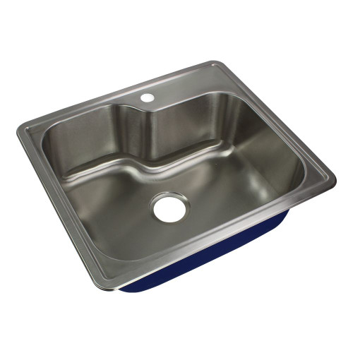 25-in x 22 1/64-in x 9-in 16 Gauge Offset Single Bowl, Stainless Steel Kitchen Sink, Drop-in Installation with 1 Faucet Hole 25-in x 22 1/64-in x 9-in 16 Gauge Offset Single Bowl, Stainless Steel Kitchen Sink, Drop-in Installation with 1 Faucet Hole