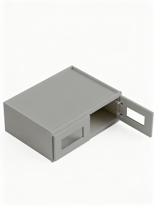 30 in. x 15 in. x 24 in. Ready to Assemble Wall Refrigerator Cabinet with Remington Frame Clear Glass Door, Light Grey