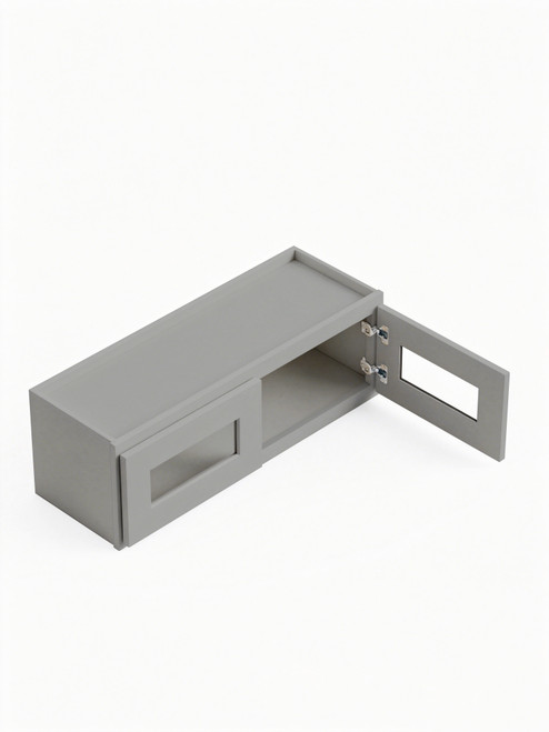36 in. x 18 in. Ready to Assemble Wall Cabinet with Remington Frame Clear Glass Door, Light Grey