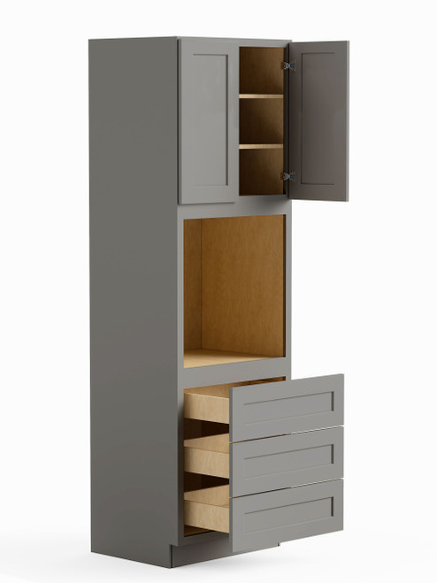33-in x 24-in x 96-in Ready To Assemble Shaker Tall Oven Cabinet, Light Grey