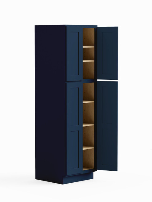 30-in x 24-in x 84-in Ready To Assemble Shaker Four Door Tall Utility Cabinet, Navy Blue
