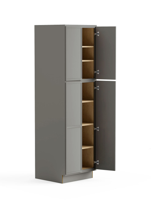 24-in x 24-in x 90-in Ready To Assemble Slim Shaker Four Door Tall Utility Cabinet, Light Grey
